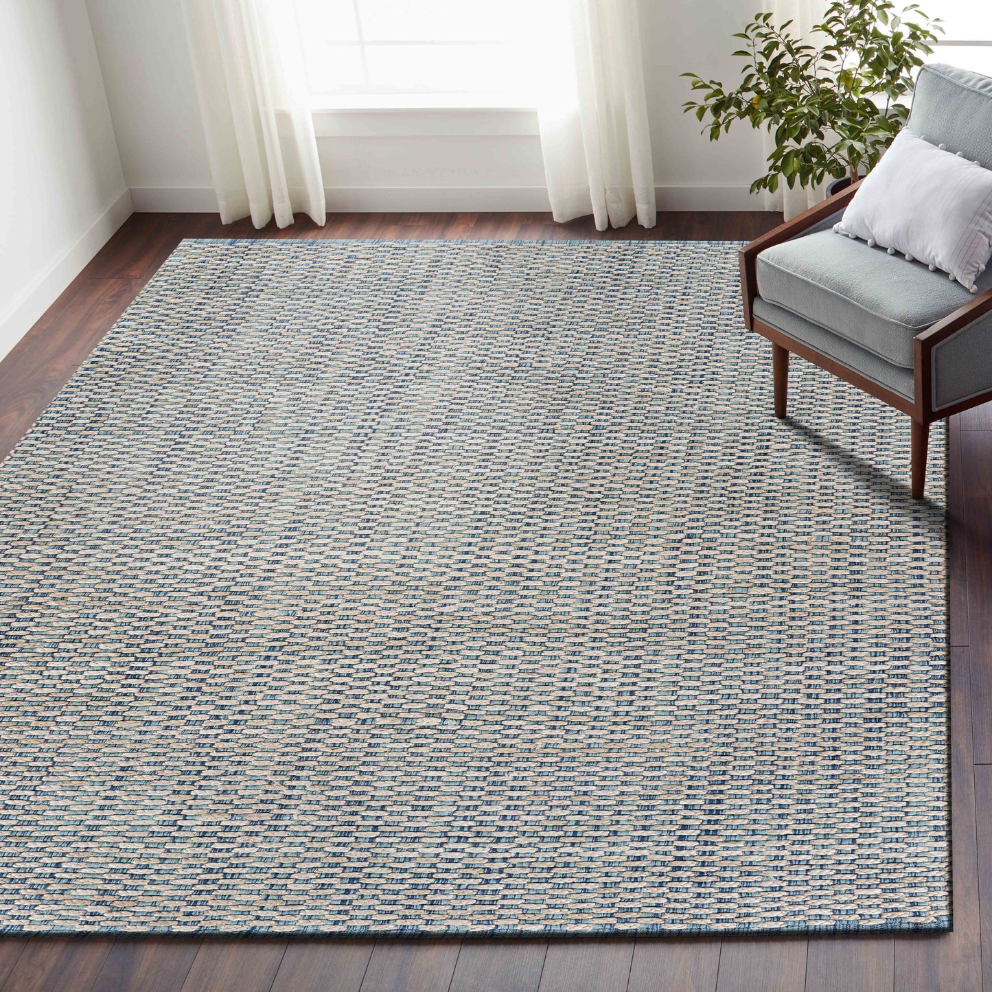 Bleached Naturals-81436 Farmhouse Hand-Woven Blue/Ivory Cotton Indoor Area Rug - LR Home