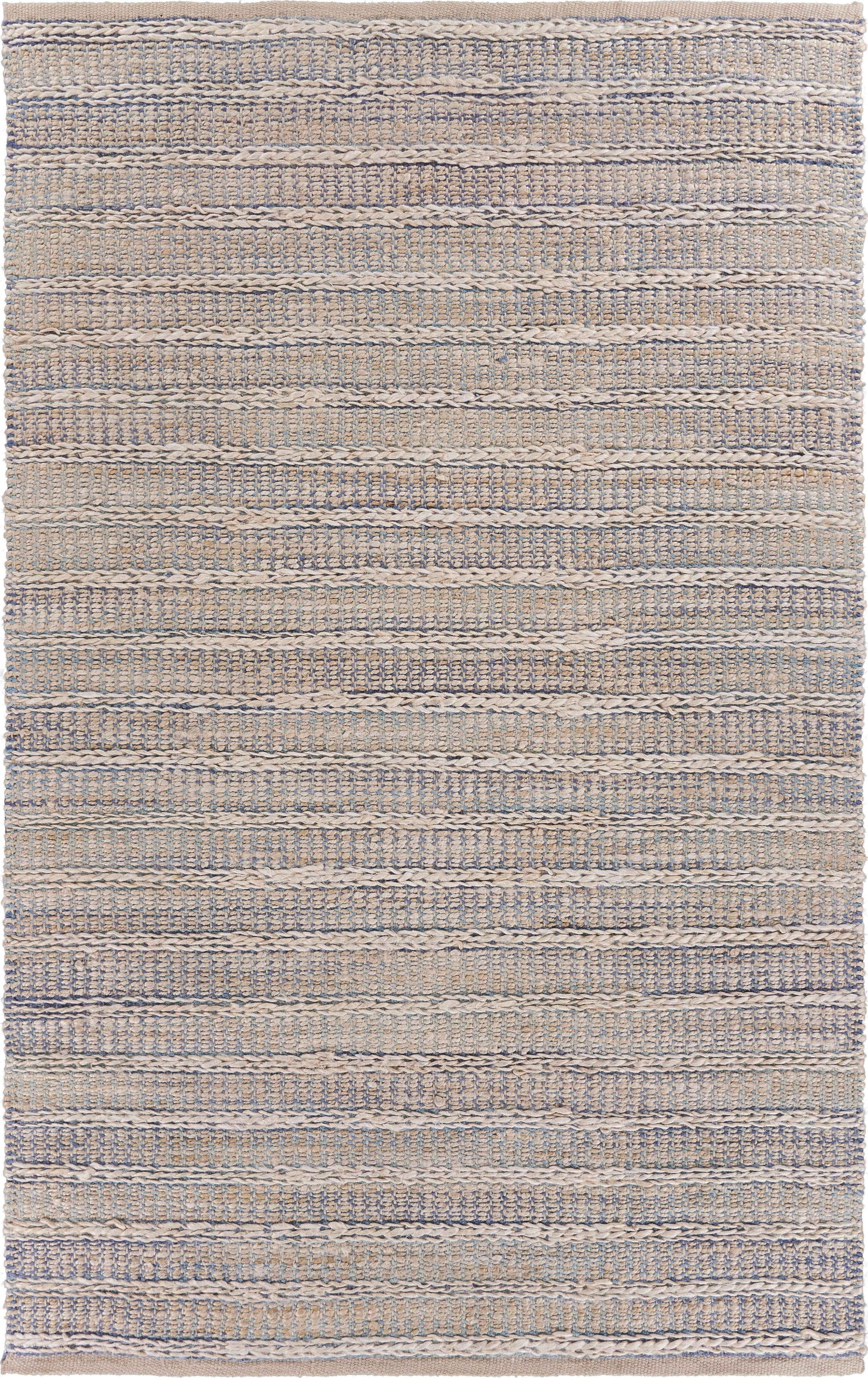 Bleached Naturals-81437 Farmhouse Hand-Woven Light Blue/Ivory Cotton Indoor Area Rug - LR Home
