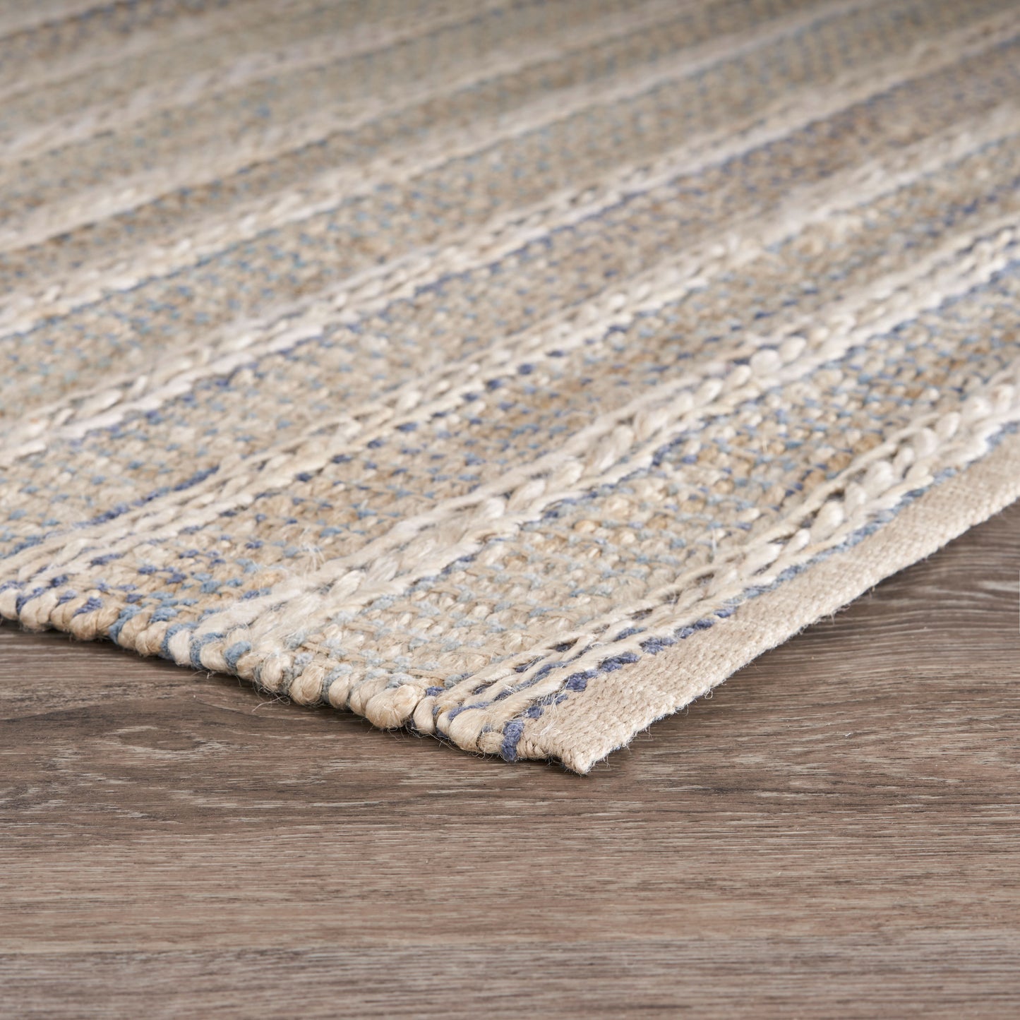 Bleached Naturals-81437 Farmhouse Hand-Woven Light Blue/Ivory Cotton Indoor Area Rug - LR Home