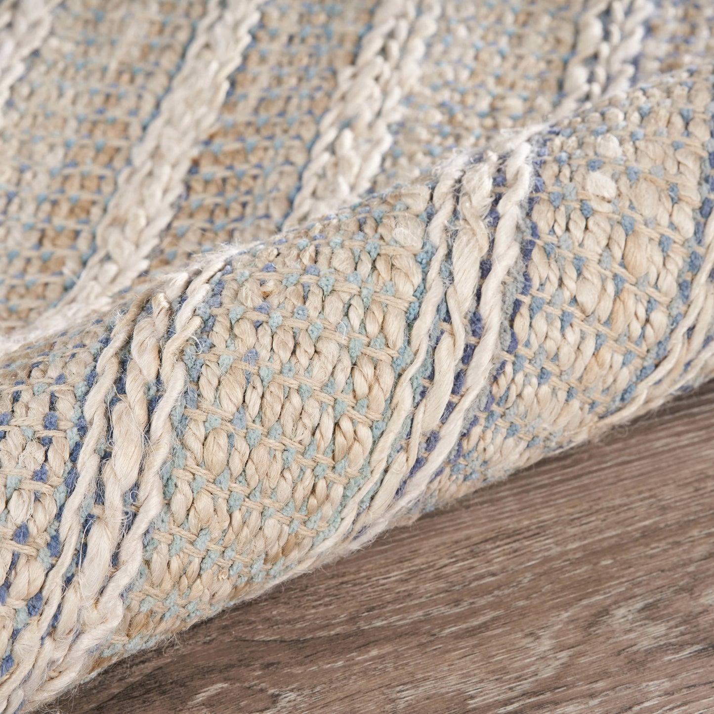 Bleached Naturals-81437 Farmhouse Hand-Woven Light Blue/Ivory Cotton Indoor Area Rug - LR Home