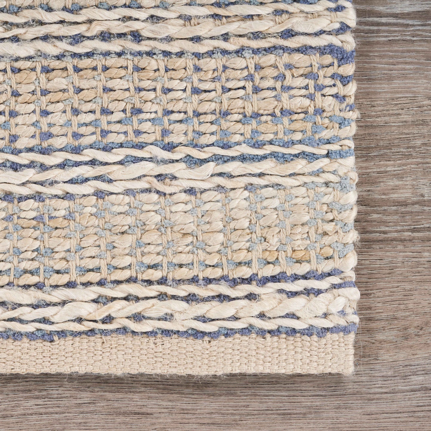 Bleached Naturals-81437 Farmhouse Hand-Woven Light Blue/Ivory Cotton Indoor Area Rug - LR Home