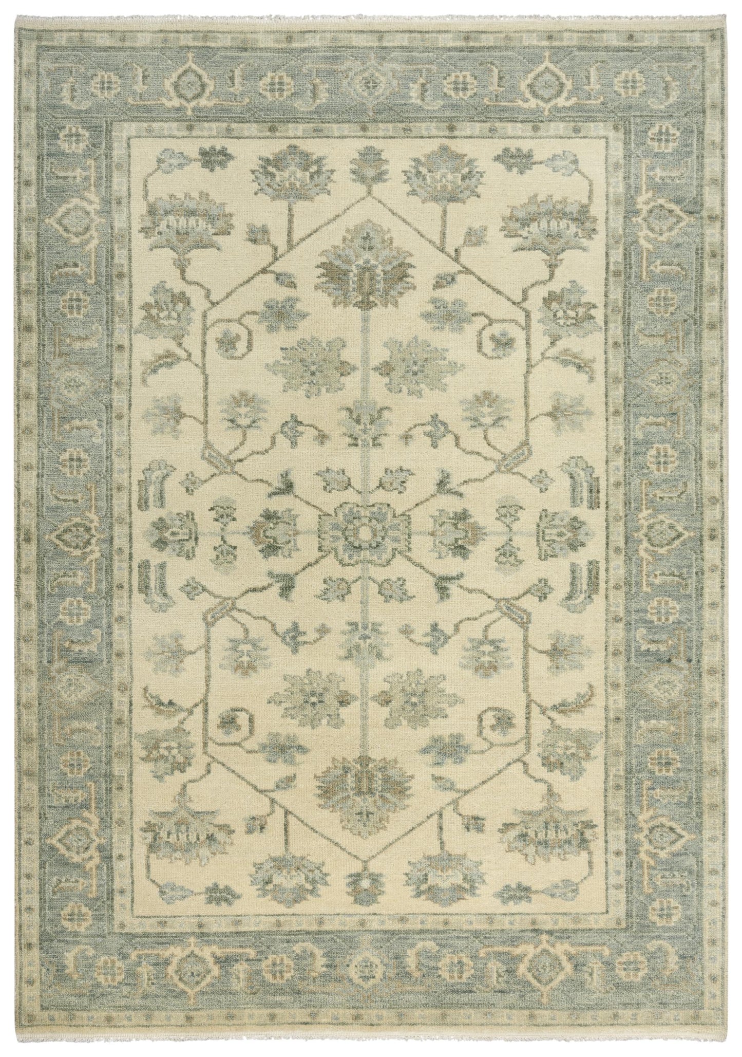 Belmont BMT960 Ivory/Blue Hand Knotted Rug - Rizzy