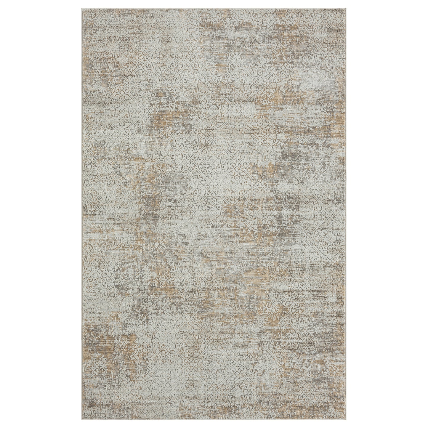 Brisbane-82283 Transitional Power-Loomed Gray/Beige Cotton Indoor Area Rug - LR Home