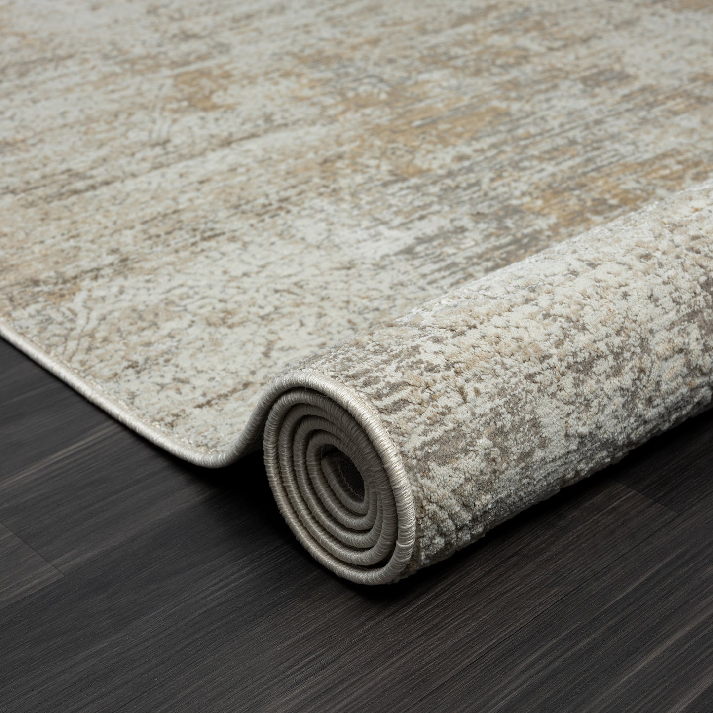 Brisbane-82283 Transitional Power-Loomed Gray/Beige Cotton Indoor Area Rug - LR Home
