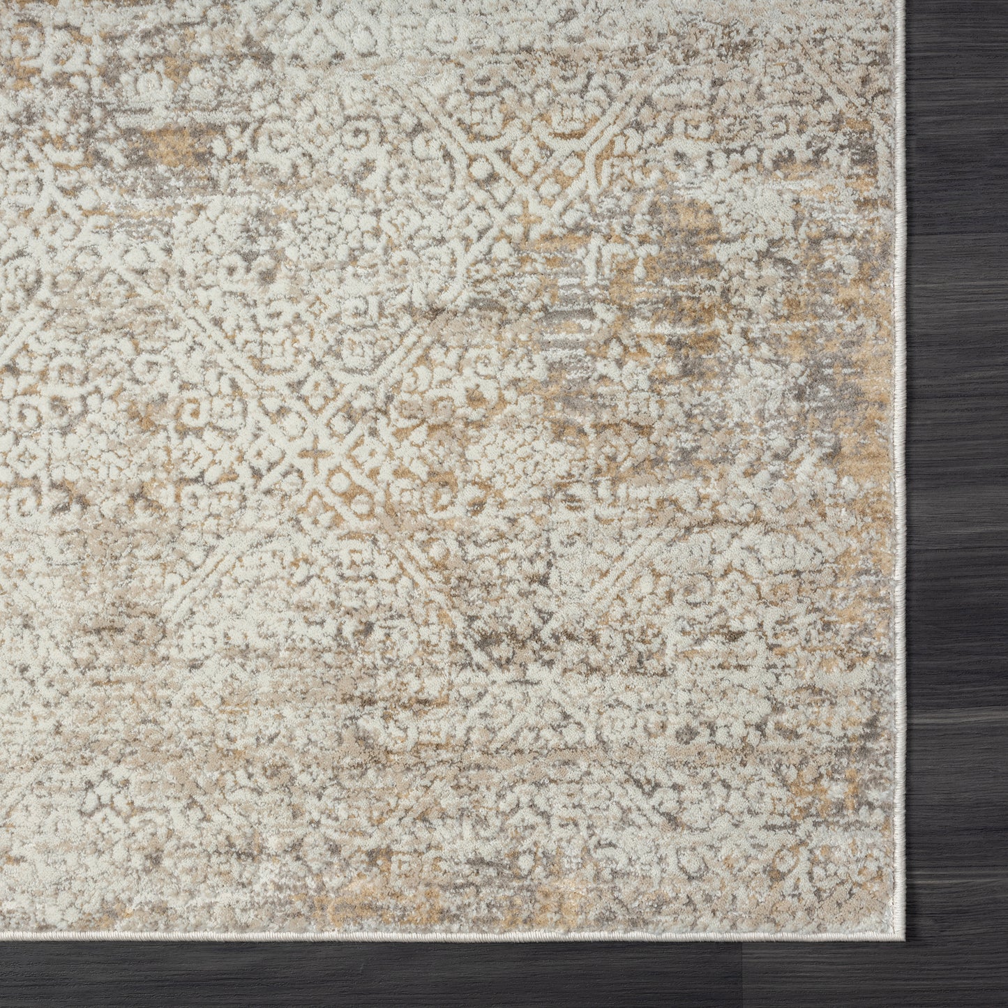 Brisbane-82283 Transitional Power-Loomed Gray/Beige Cotton Indoor Area Rug - LR Home