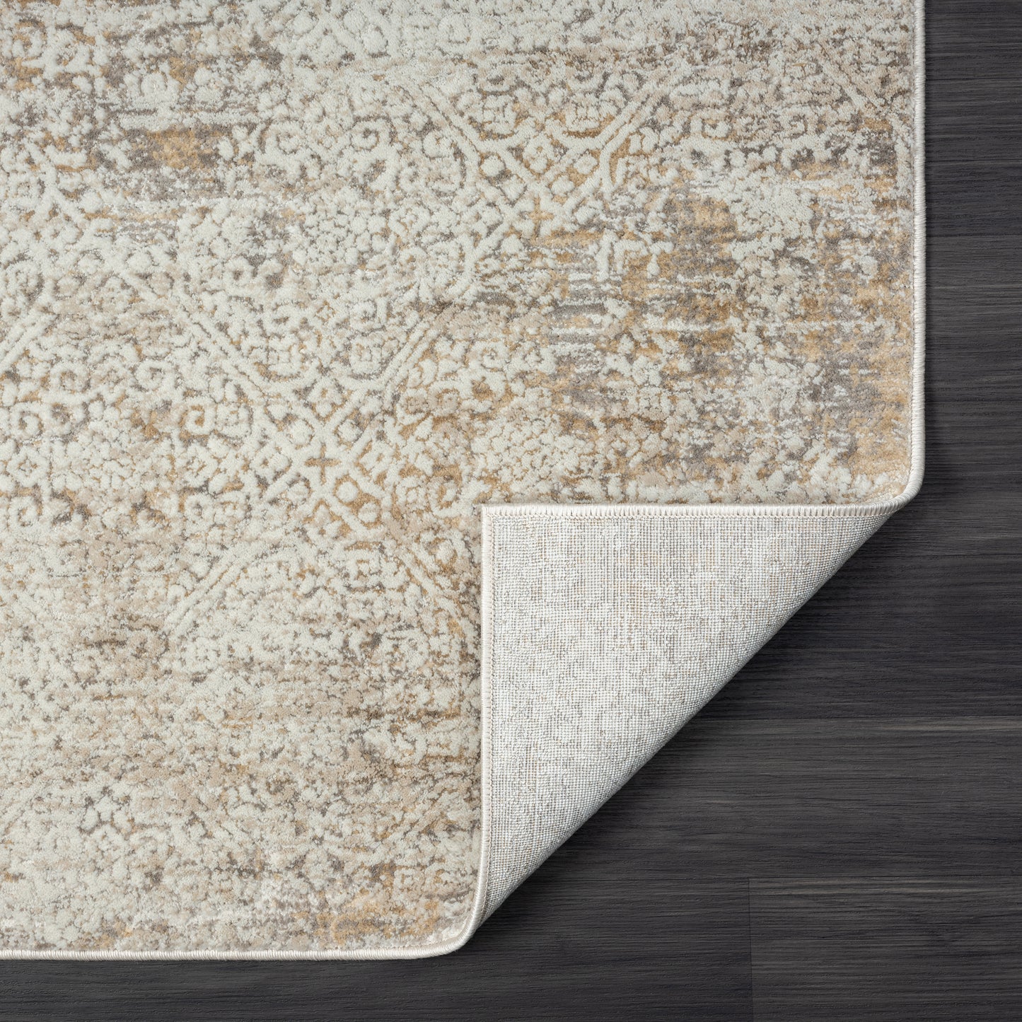 Brisbane-82283 Transitional Power-Loomed Gray/Beige Cotton Indoor Area Rug - LR Home
