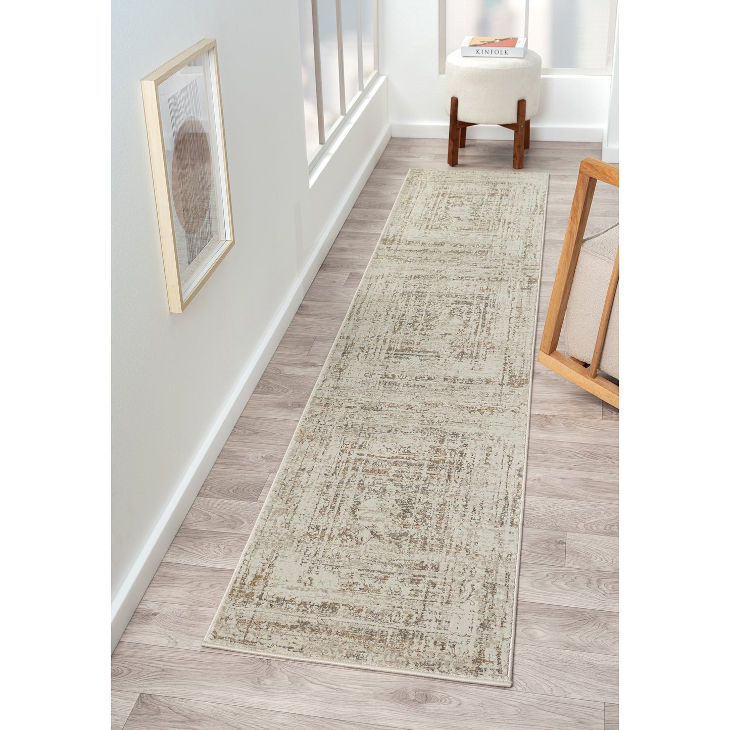 Brisbane-82284 Transitional Power-Loomed Beige/Gray Cotton Indoor Area Rug - LR Home