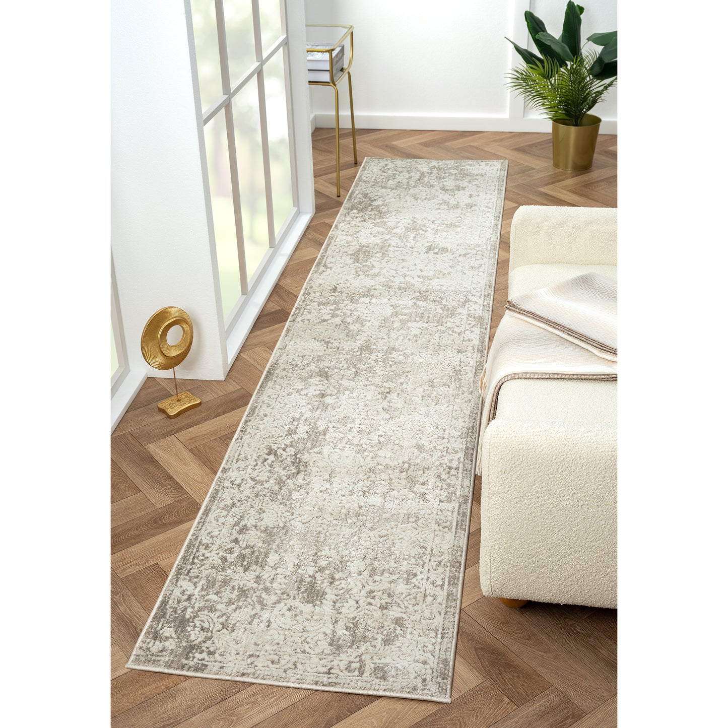 Brisbane-82285 Transitional Power-Loomed Gray Cotton Indoor Area Rug - LR Home