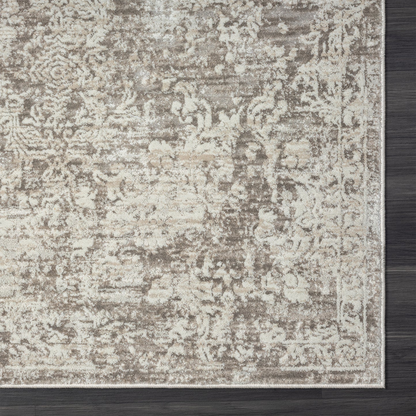 Brisbane-82285 Transitional Power-Loomed Gray Cotton Indoor Area Rug - LR Home