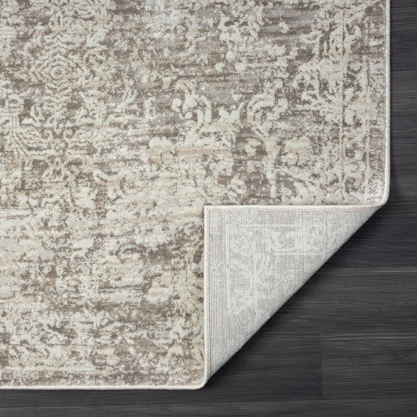 Brisbane-82285 Transitional Power-Loomed Gray Cotton Indoor Area Rug - LR Home