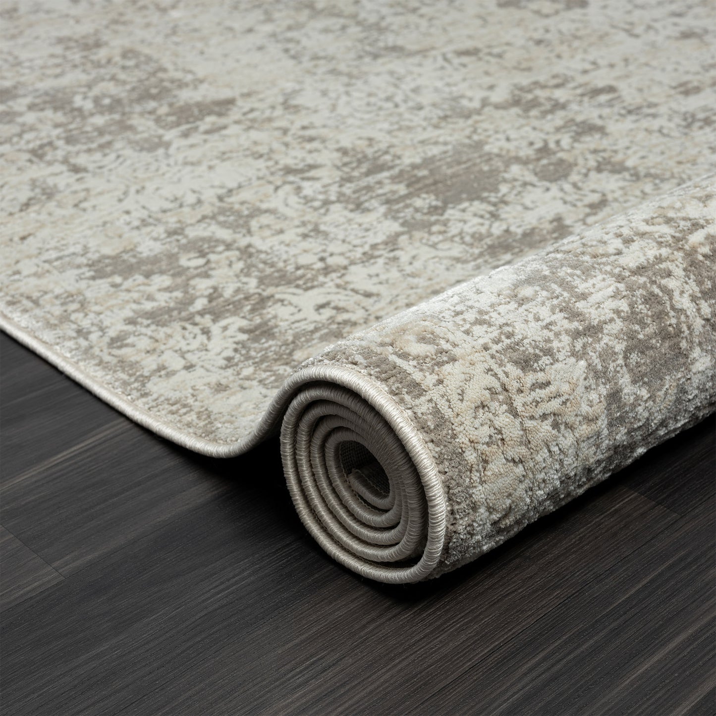 Brisbane-82285 Transitional Power-Loomed Gray Cotton Indoor Area Rug - LR Home