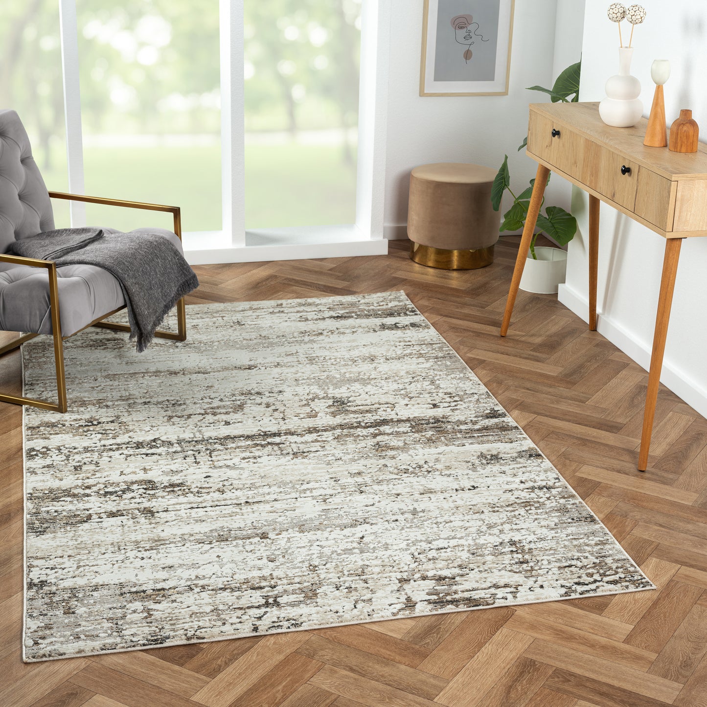 Brisbane-82286 Transitional Power-Loomed Dark Gray Cotton Indoor Area Rug - LR Home
