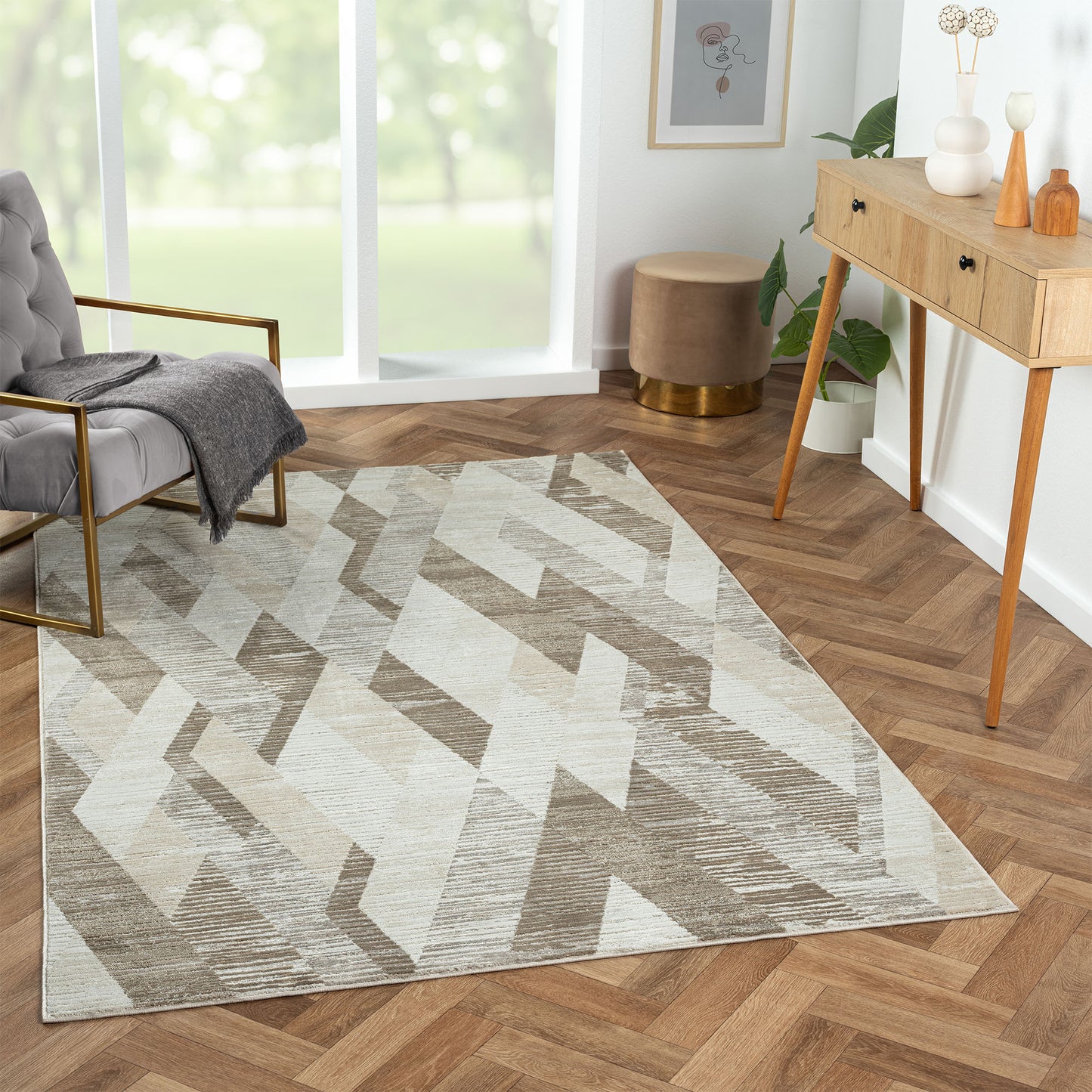 Brisbane-82287 Contemporary Power-Loomed Gray Cotton Indoor Area Rug - LR Home