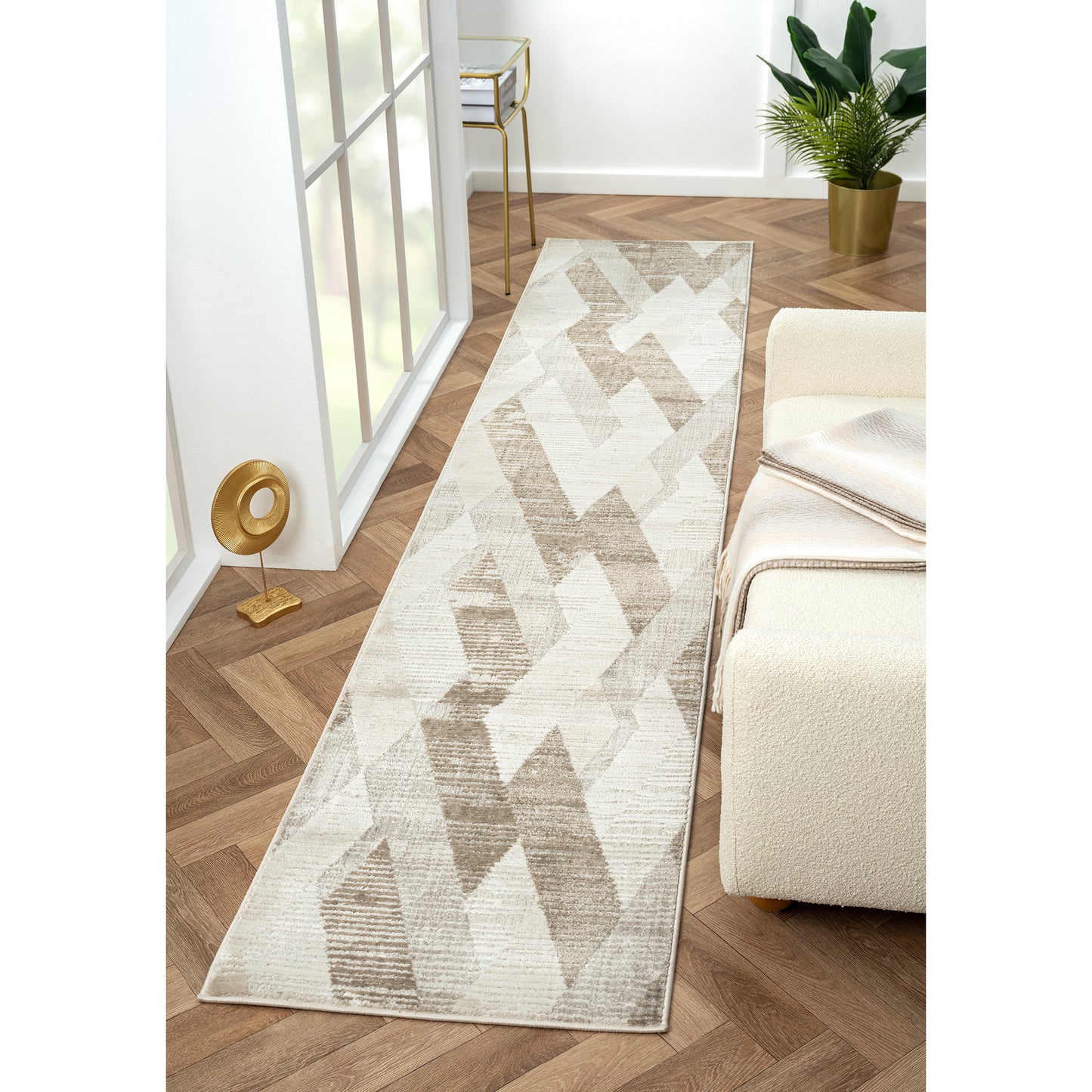 Brisbane-82287 Contemporary Power-Loomed Gray Cotton Indoor Area Rug - LR Home