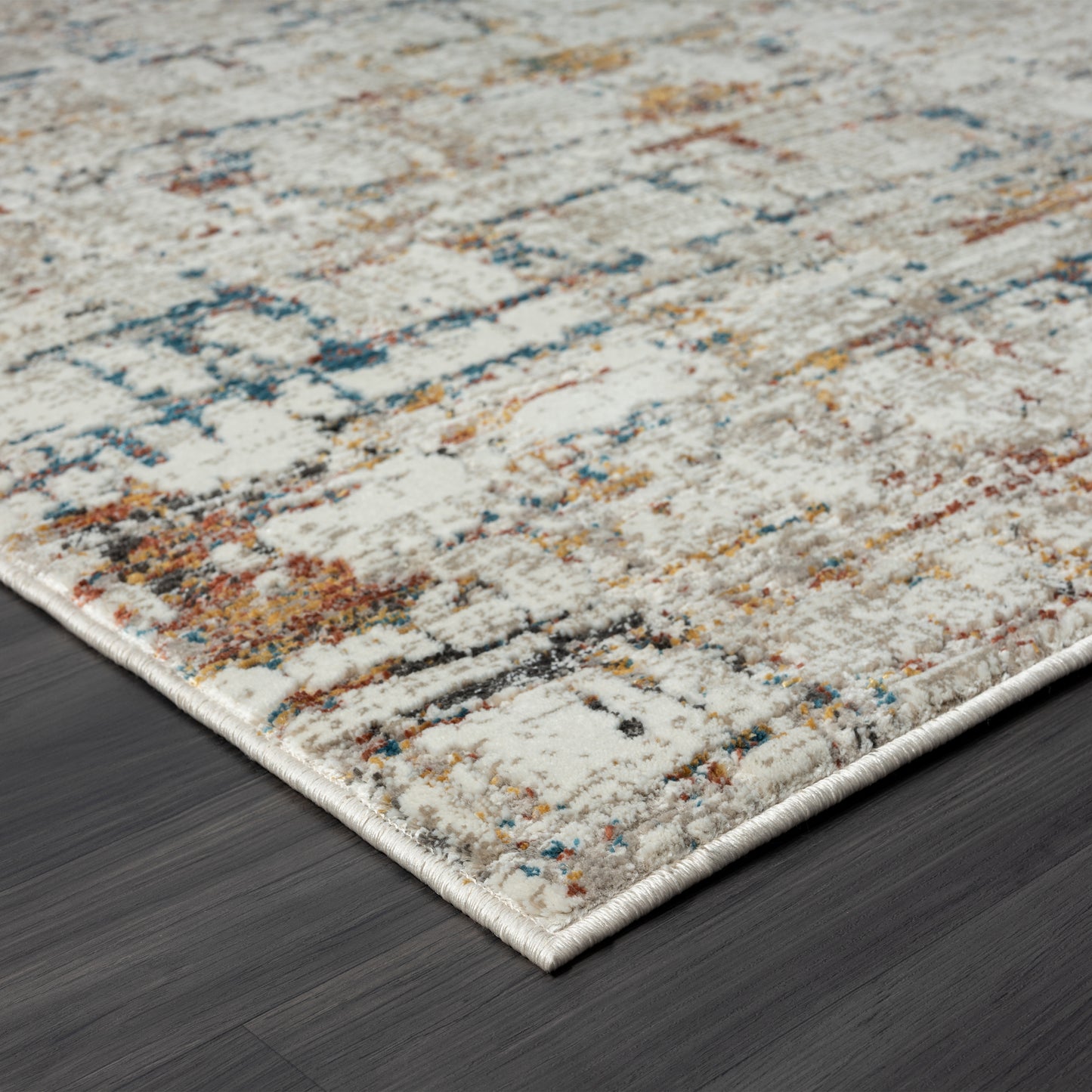 Brisbane-82289 Transitional Power-Loomed Gray/Multi Cotton Indoor Area Rug - LR Home