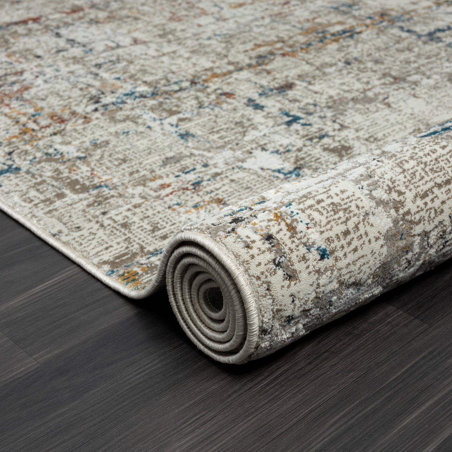 Brisbane-82289 Transitional Power-Loomed Gray/Multi Cotton Indoor Area Rug - LR Home