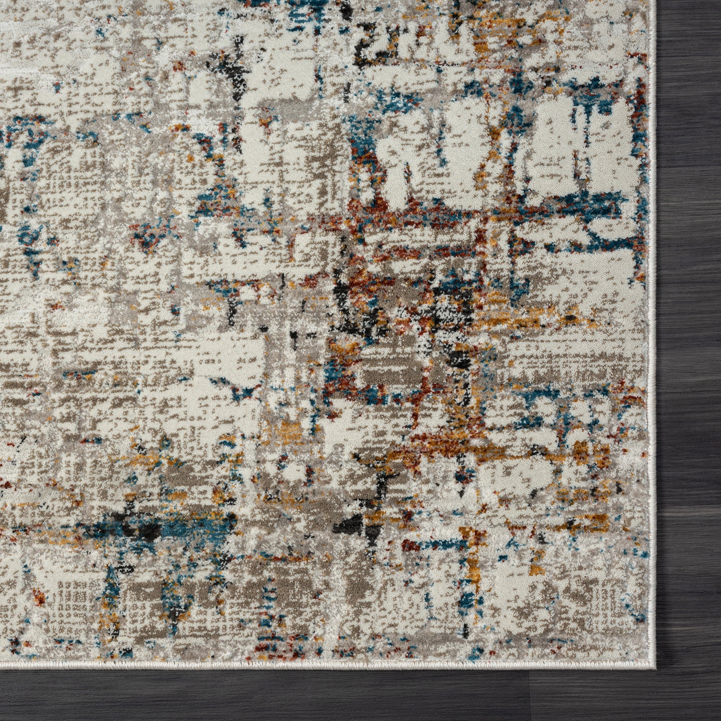 Brisbane-82289 Transitional Power-Loomed Gray/Multi Cotton Indoor Area Rug - LR Home