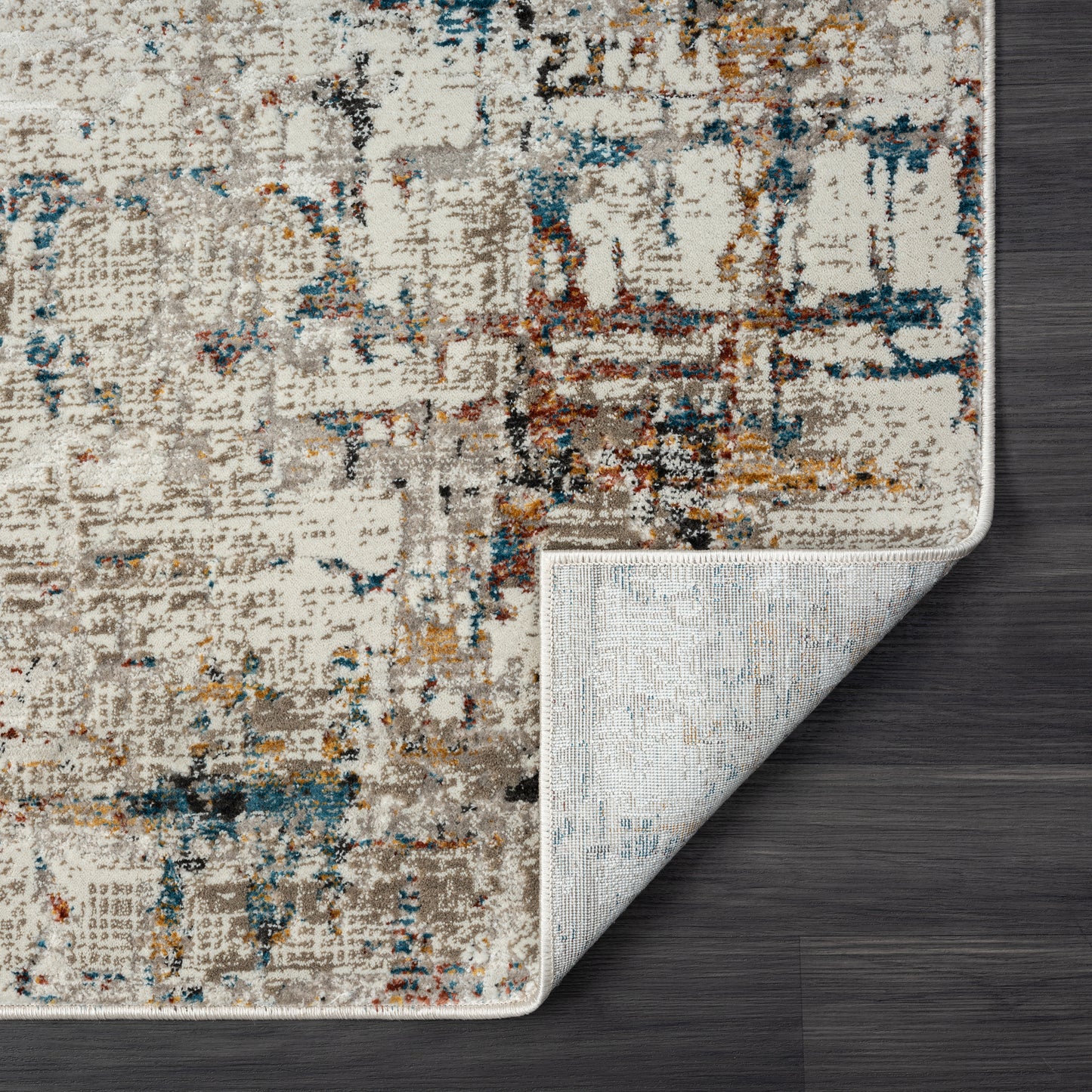 Brisbane-82289 Transitional Power-Loomed Gray/Multi Cotton Indoor Area Rug - LR Home