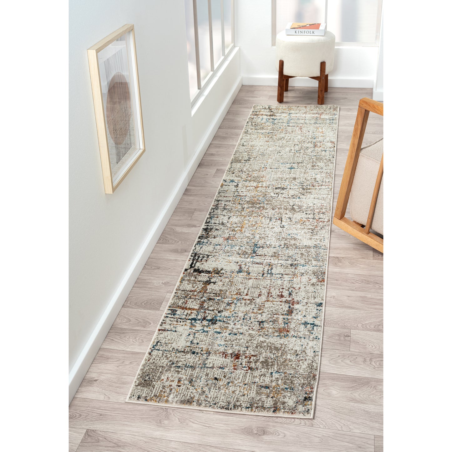 Brisbane-82289 Transitional Power-Loomed Gray/Multi Cotton Indoor Area Rug - LR Home