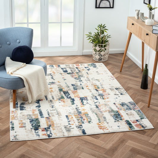 Bristol-82136 Contemporary Power-Loomed Blue/Orange Jute Indoor Area Rug - LR Home