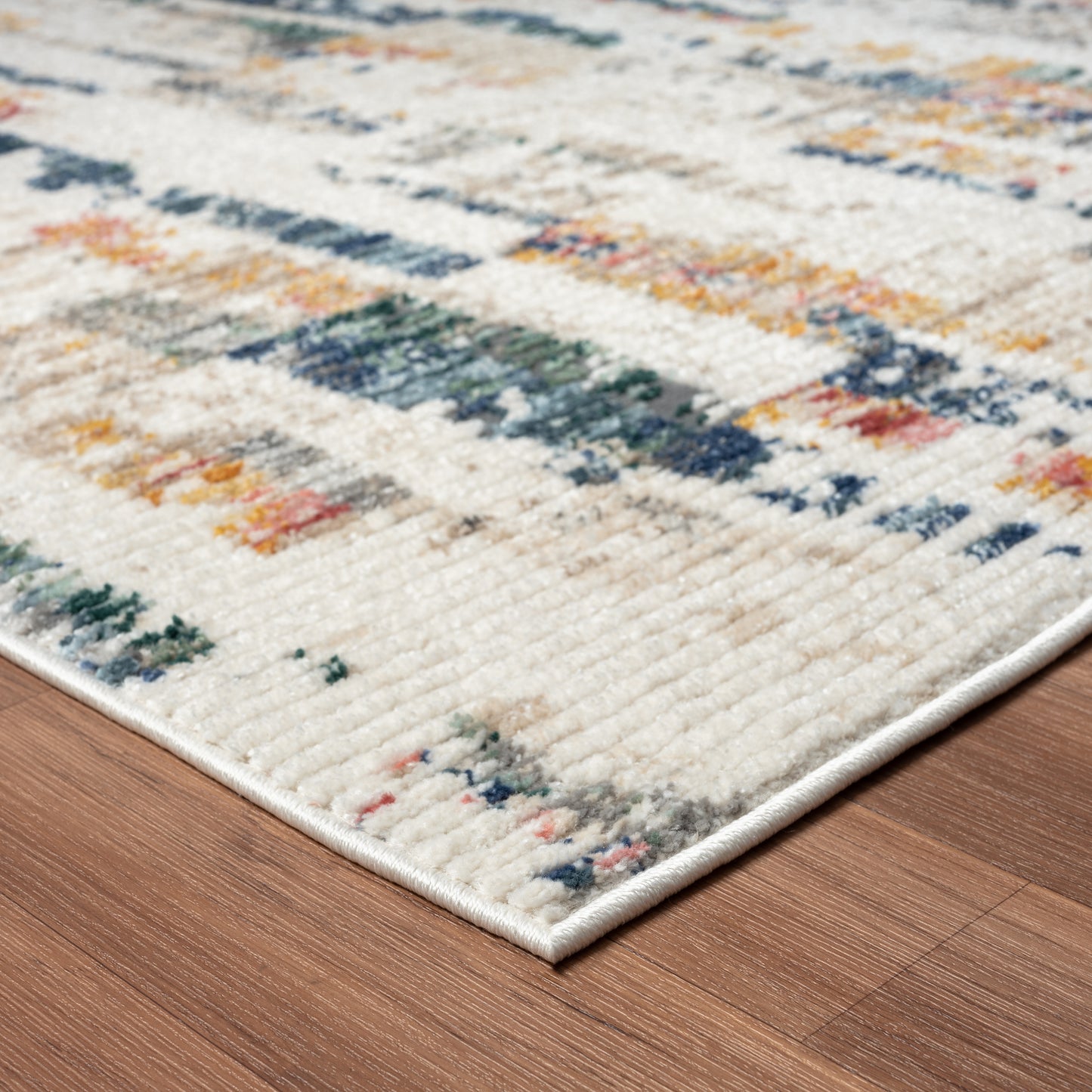 Bristol-82136 Contemporary Power-Loomed Blue/Orange Jute Indoor Area Rug - LR Home