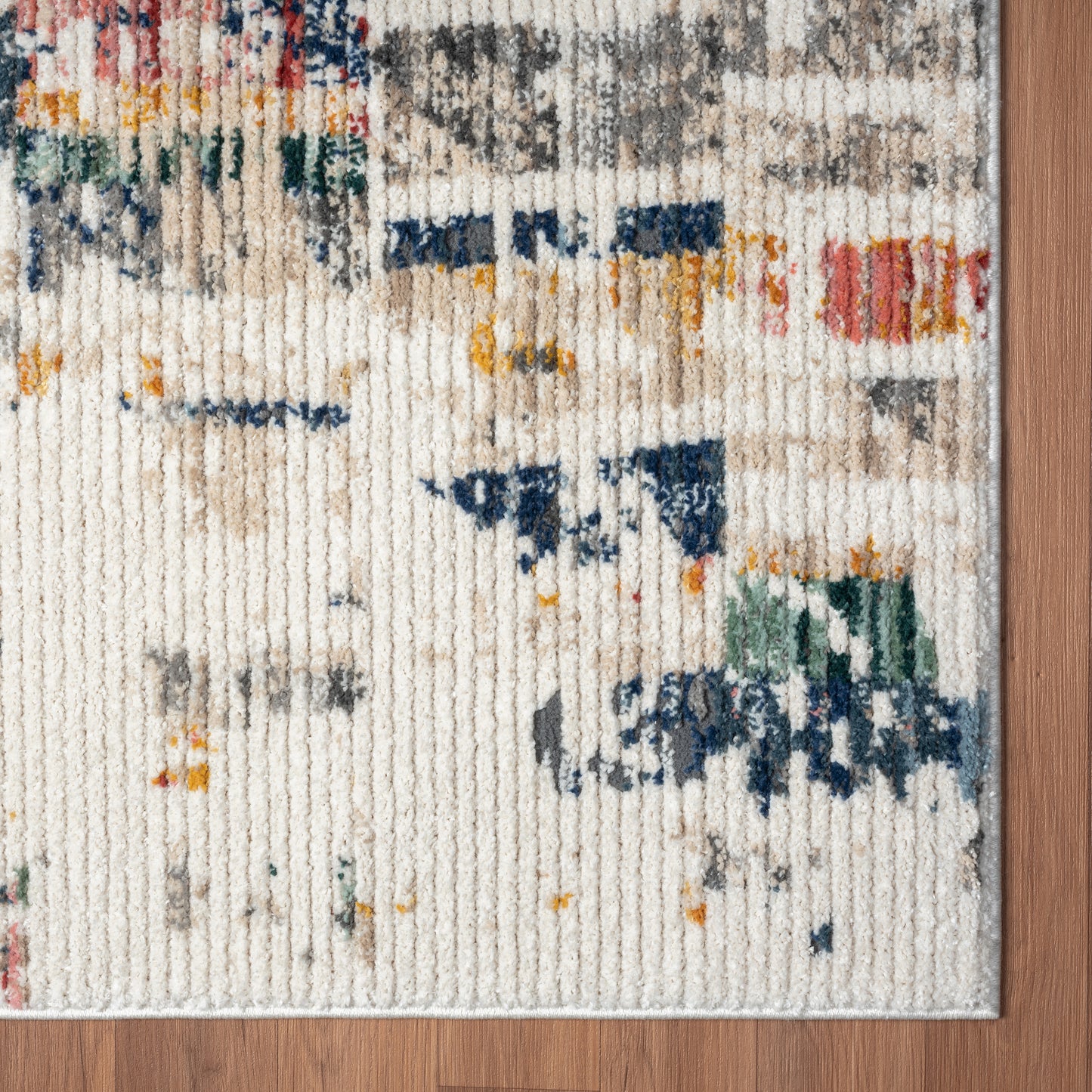 BRIST-82136 Modern/Contemporary Machine Made Blue/Orange Polyester Blend Indoor Area Rugs - LR Home