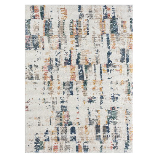 BRIST-82136 Modern/Contemporary Machine Made Blue/Orange Polyester Blend Indoor Area Rugs - LR Home