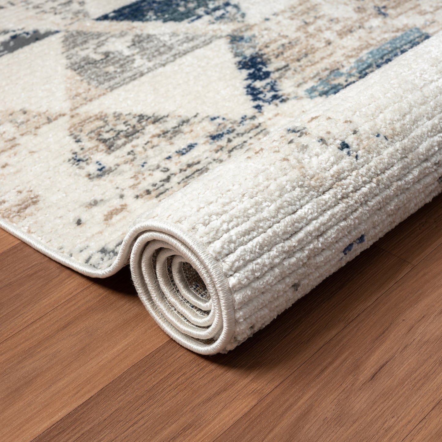 Bristol-82137 Contemporary Power-Loomed Ivory/Blue Jute Indoor Area Rug - LR Home