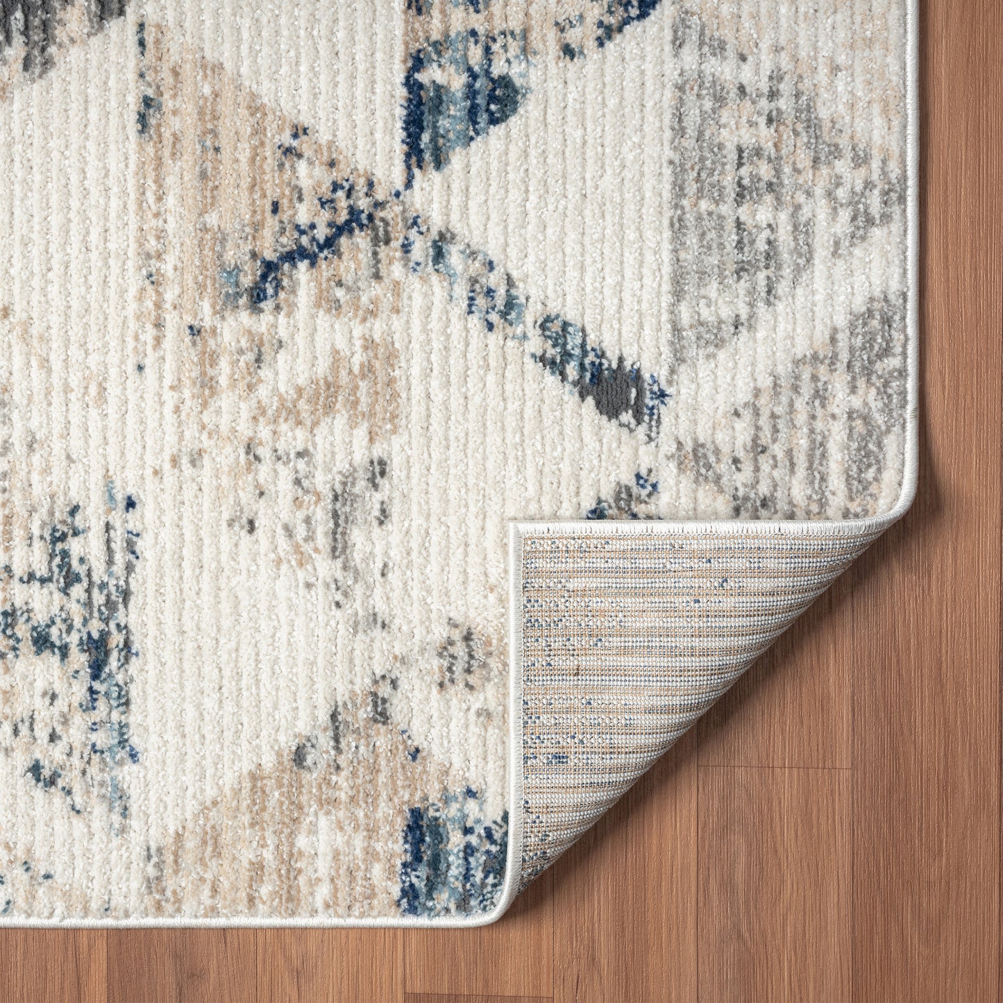 Bristol-82137 Contemporary Power-Loomed Ivory/Blue Jute Indoor Area Rug - LR Home
