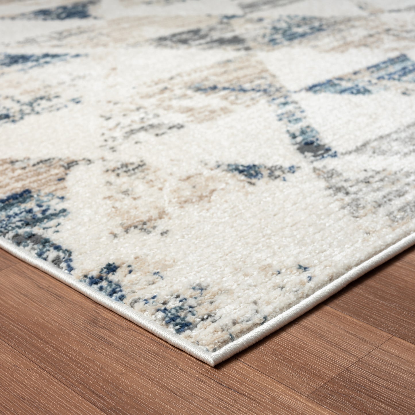 BRIST-82137 Modern/Contemporary Machine Made Ivory/Blue Polyester Blend Indoor Area Rugs - LR Home