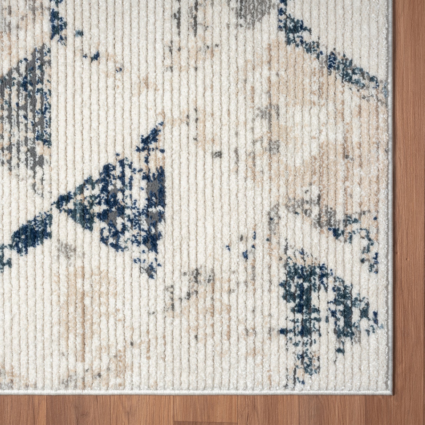 BRIST-82137 Modern/Contemporary Machine Made Ivory/Blue Polyester Blend Indoor Area Rugs - LR Home