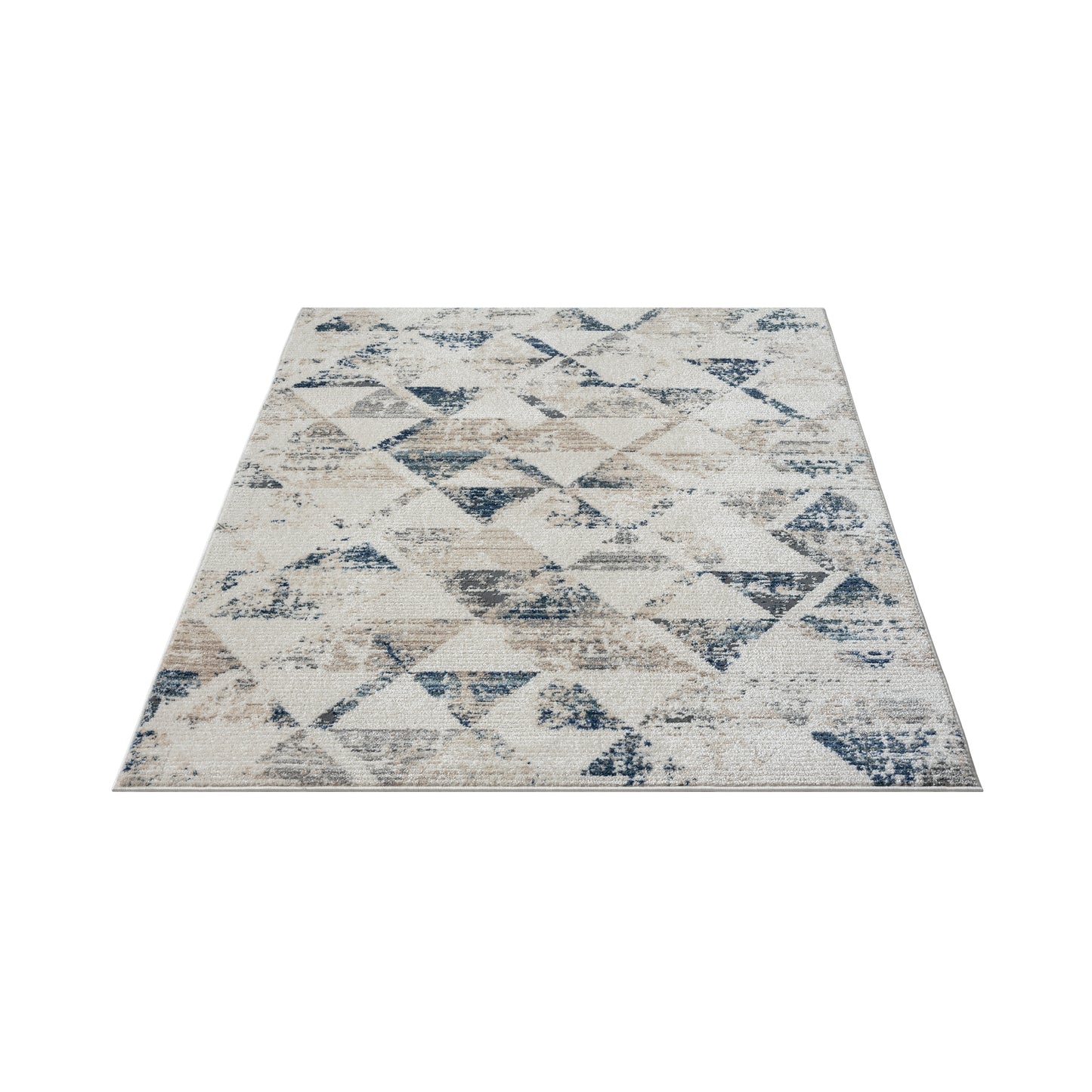 BRIST-82137 Modern/Contemporary Machine Made Ivory/Blue Polyester Blend Indoor Area Rugs - LR Home