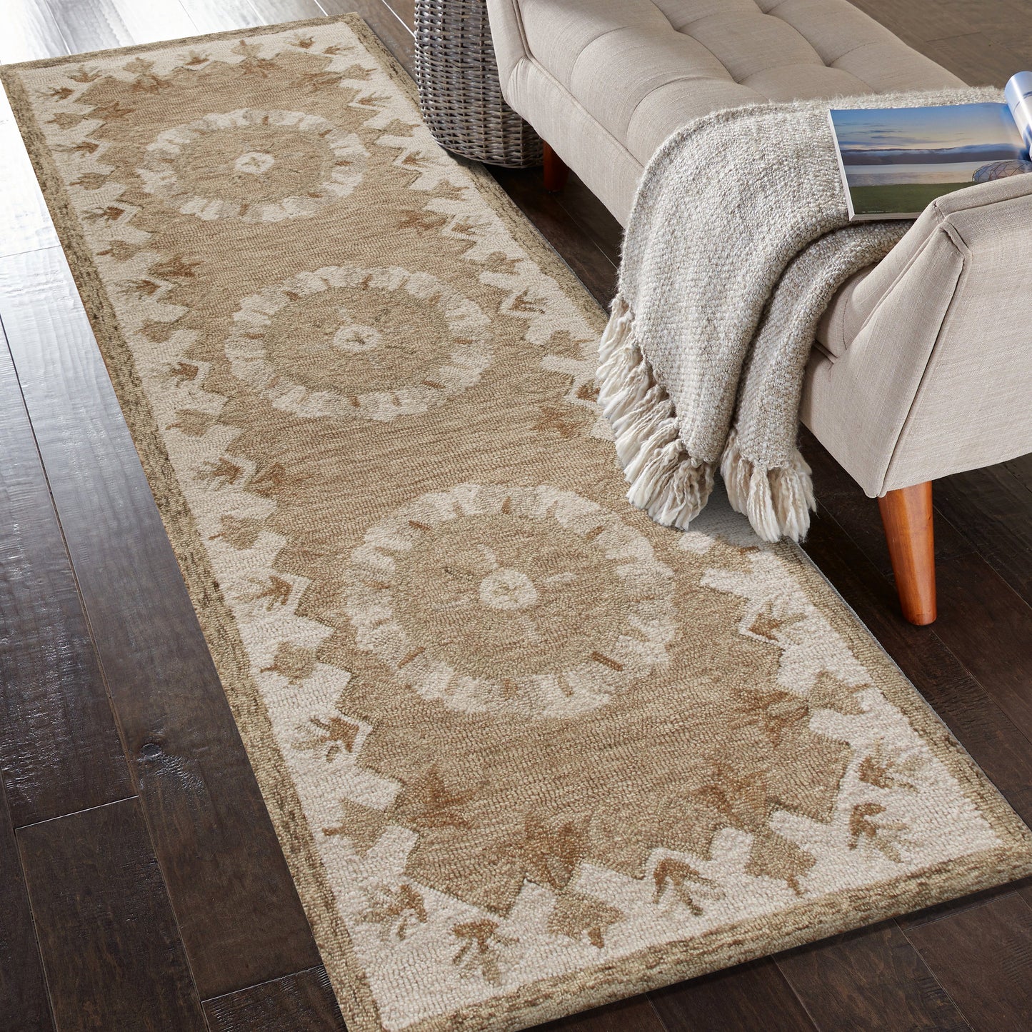 BROSE-21706 Transitional/Casual Hand-Woven Beige Natural Wool Indoor Area Rugs - LR Home