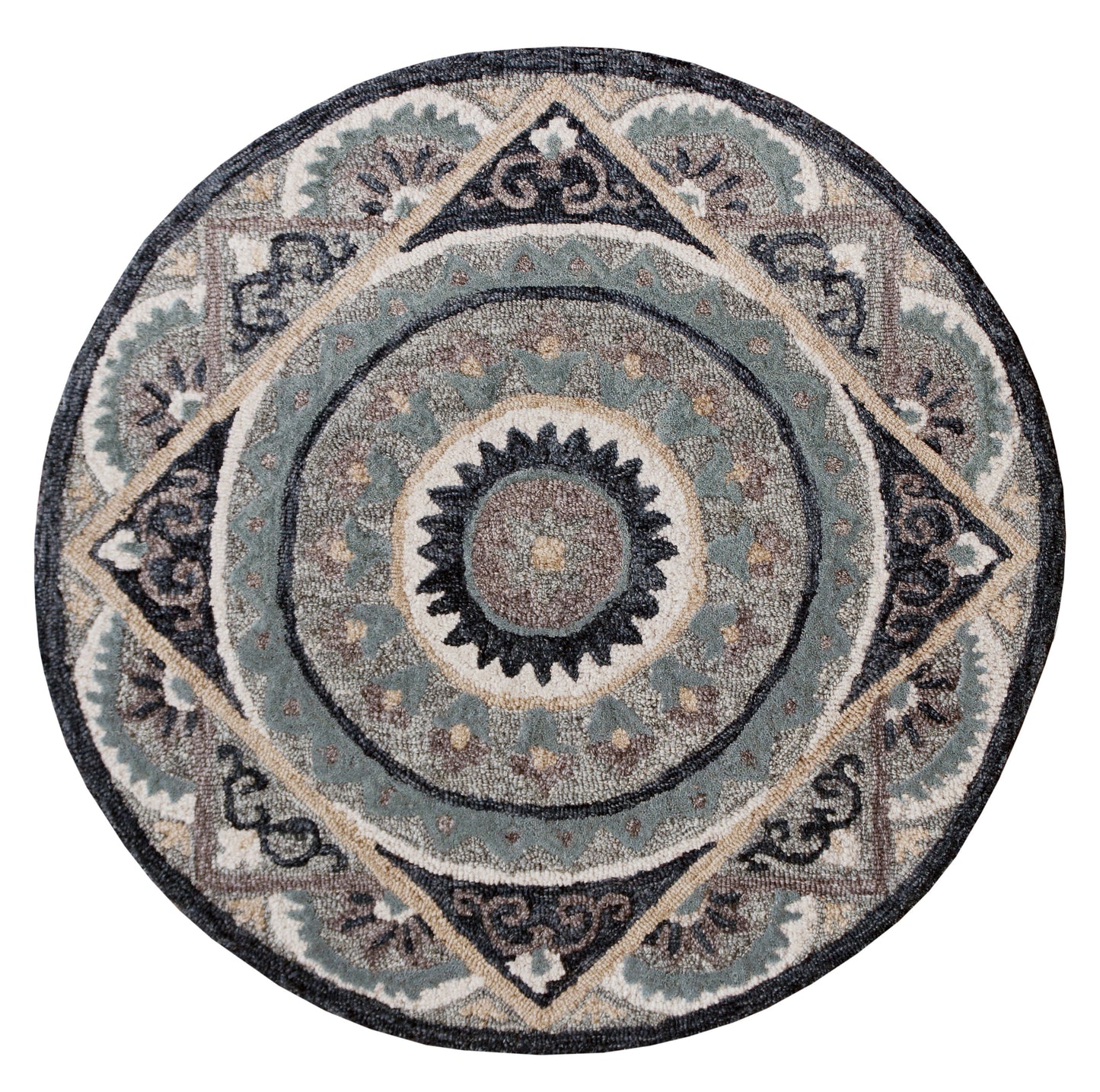 Bella Rose-21708 Contemporary Hand-Tufted Gray/Beige Cotton Indoor Area Rug - LR Home