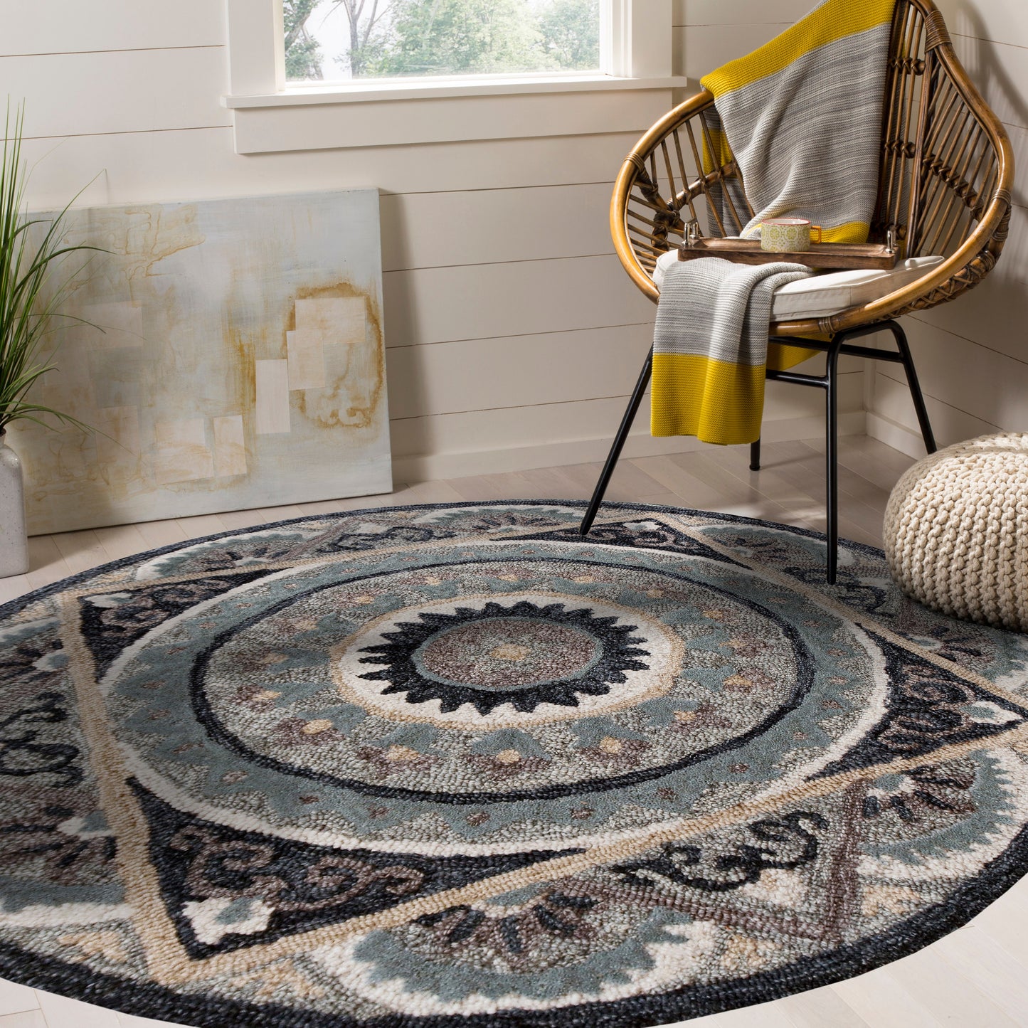 Bella Rose-21708 Contemporary Hand-Tufted Gray/Beige Cotton Indoor Area Rug - LR Home