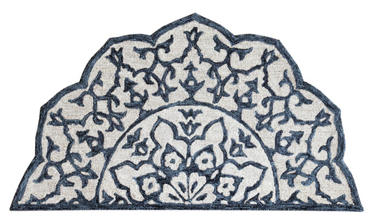 Bella Beige Traditional Floral Medallion Natural Wool Indoor Hearth Hand-tufted Area Rug - Silo view