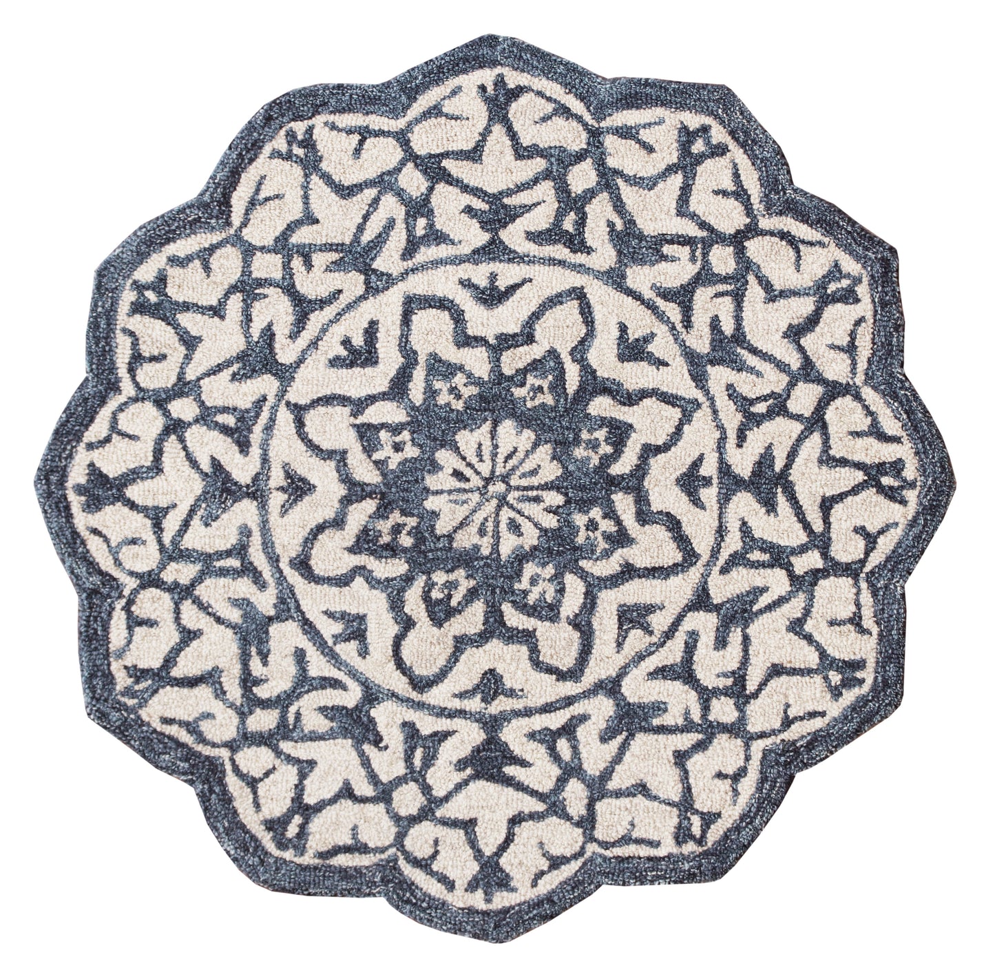 BROSE-21709 Transitional/Casual Hand-Woven Blue/Ivory Natural Wool Indoor Area Rugs - LR Home