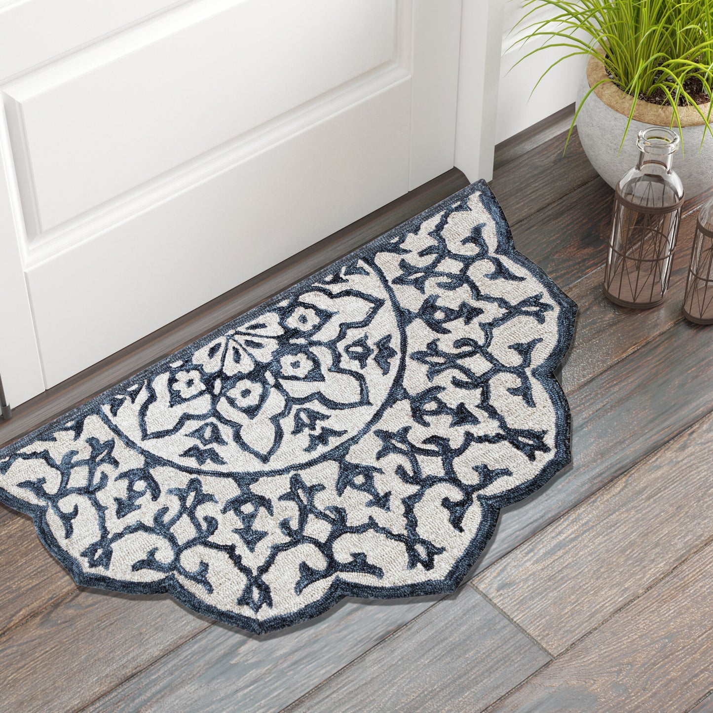 Bella Rose-21709 Farmhouse Hand-Tufted Blue/Ivory Cotton Indoor Area Rug - LR Home