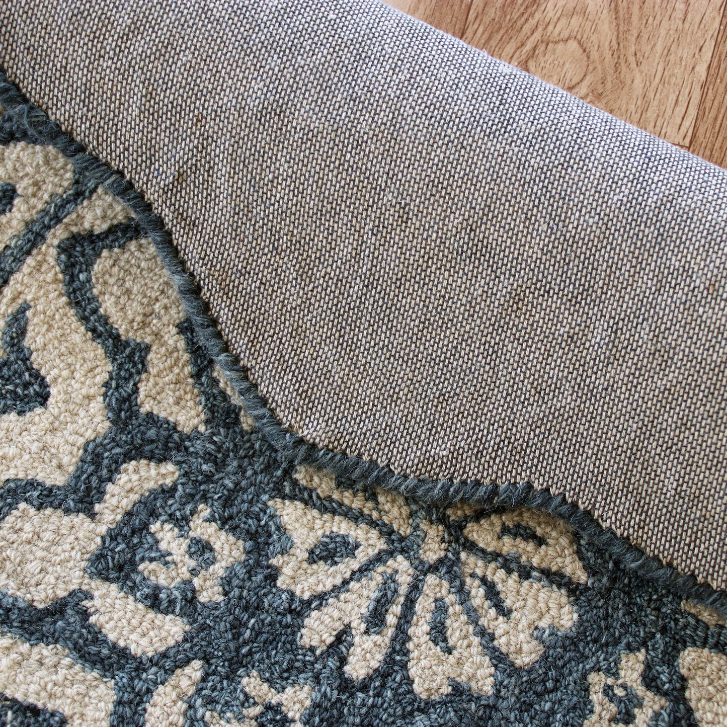 BROSE-21709 Transitional/Casual Hand-Woven Blue/Ivory Natural Wool Indoor Area Rugs - LR Home