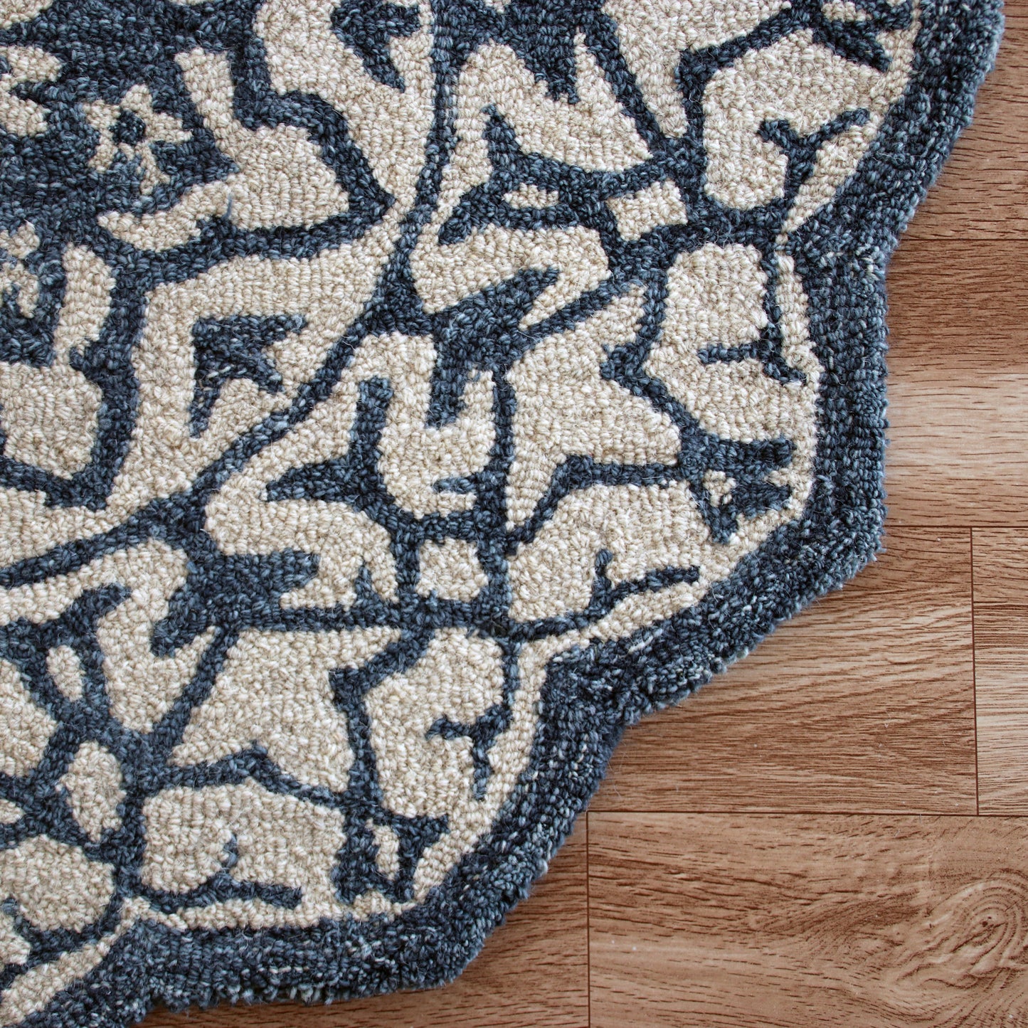 BROSE-21709 Transitional/Casual Hand-Woven Blue/Ivory Natural Wool Indoor Area Rugs - LR Home