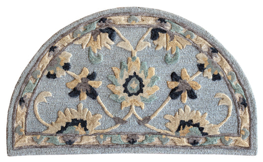 Bella Gray Traditional Floral Filigree Natural Wool Indoor Hearth Hand-tufted Area Rug - Silo view
