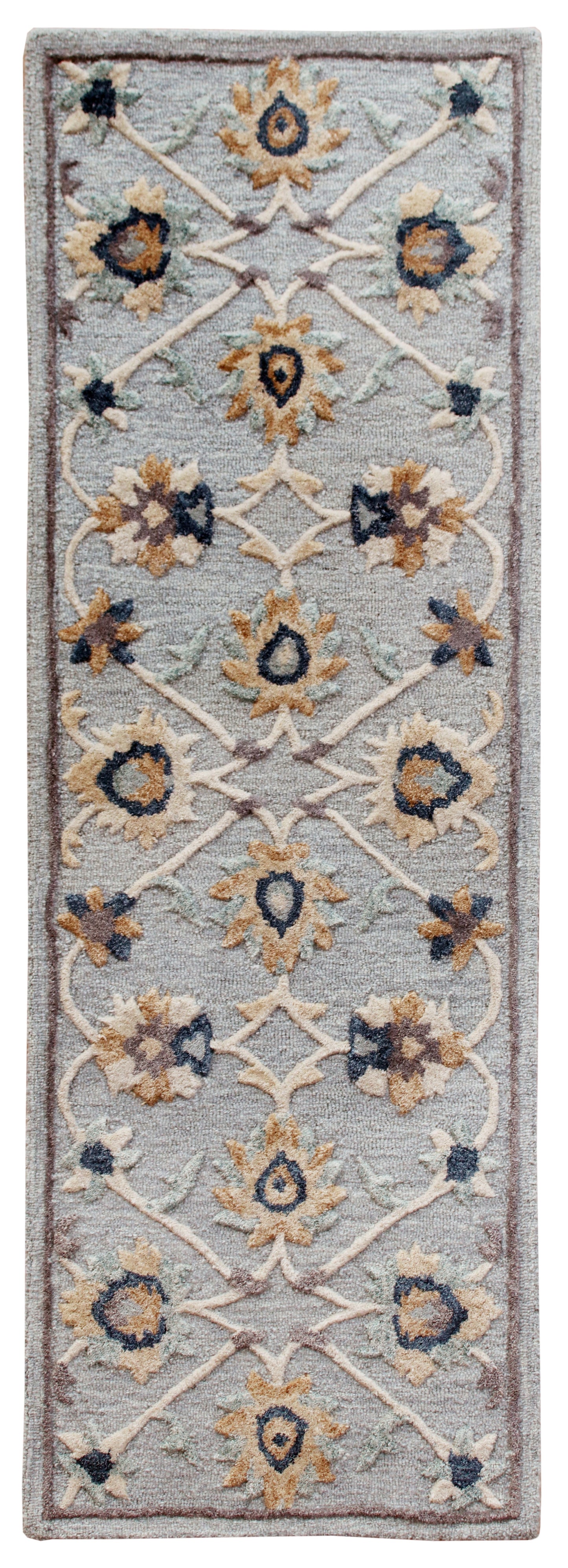 BROSE-21710 Transitional/Casual Hand-Woven Blue/Gray Natural Wool Indoor Area Rugs - LR Home
