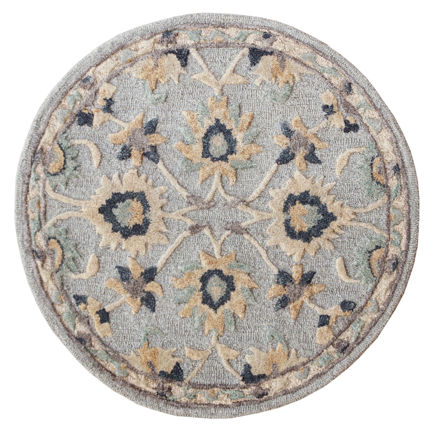 BROSE-21710 Transitional/Casual Hand-Woven Blue/Gray Natural Wool Indoor Area Rugs - LR Home