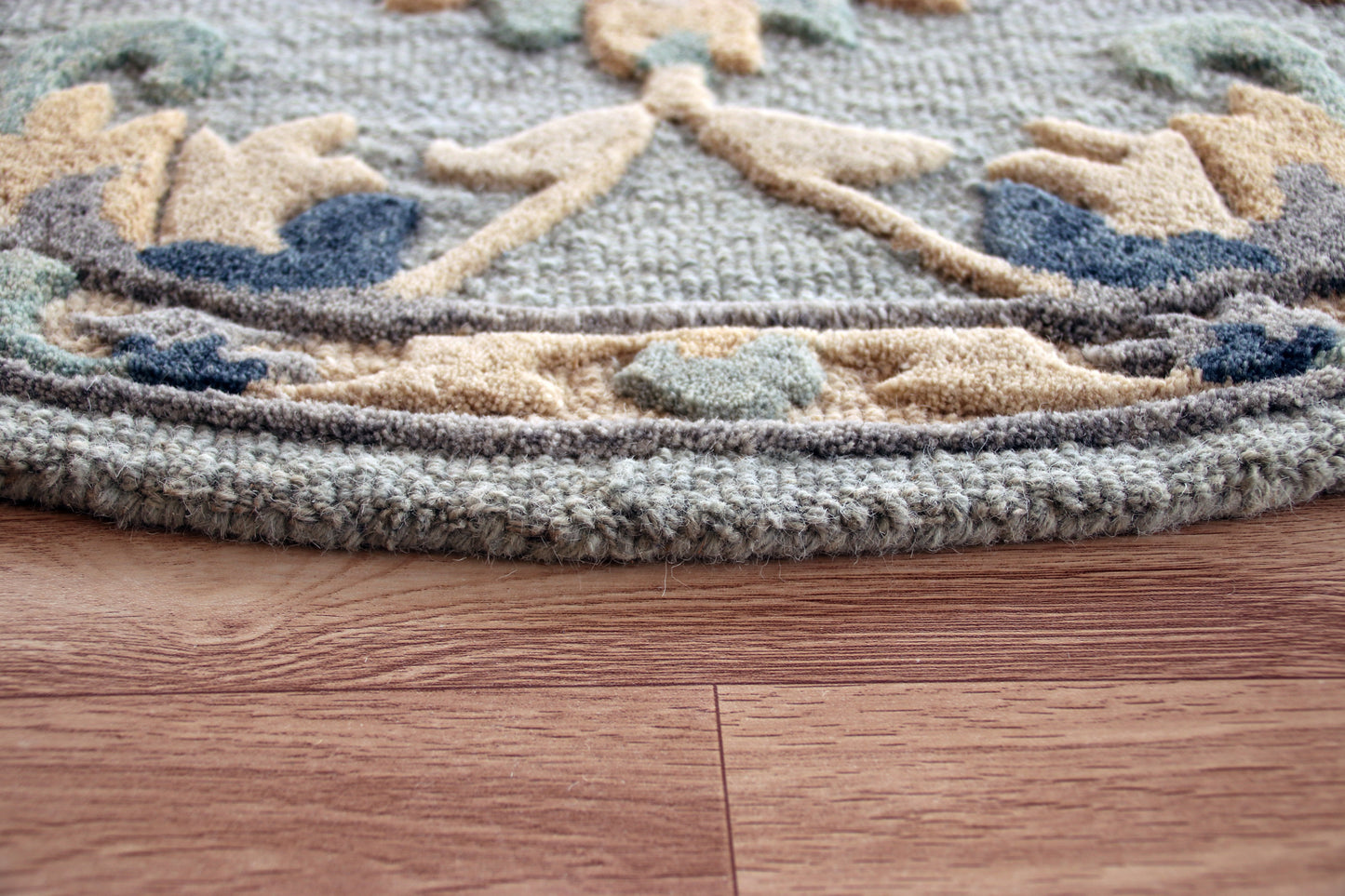 BROSE-21710 Transitional/Casual Hand-Woven Blue/Gray Natural Wool Indoor Area Rugs - LR Home