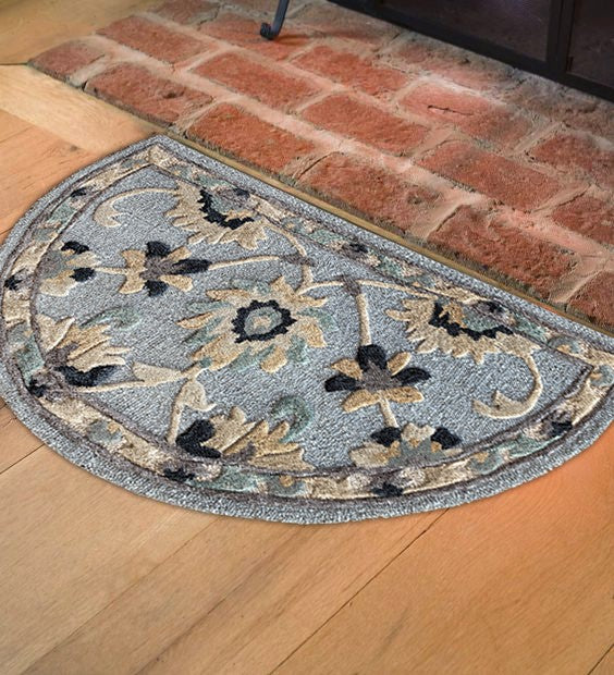 BROSE-21710 Transitional/Casual Hand-Woven Blue/Gray Natural Wool Indoor Area Rugs - LR Home