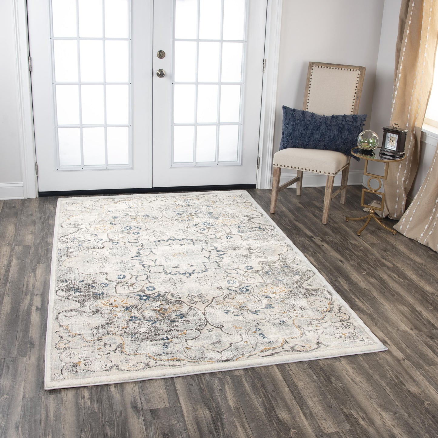 Bristol BRS101 Beige/Blue Machine-Made Rug - Rizzy