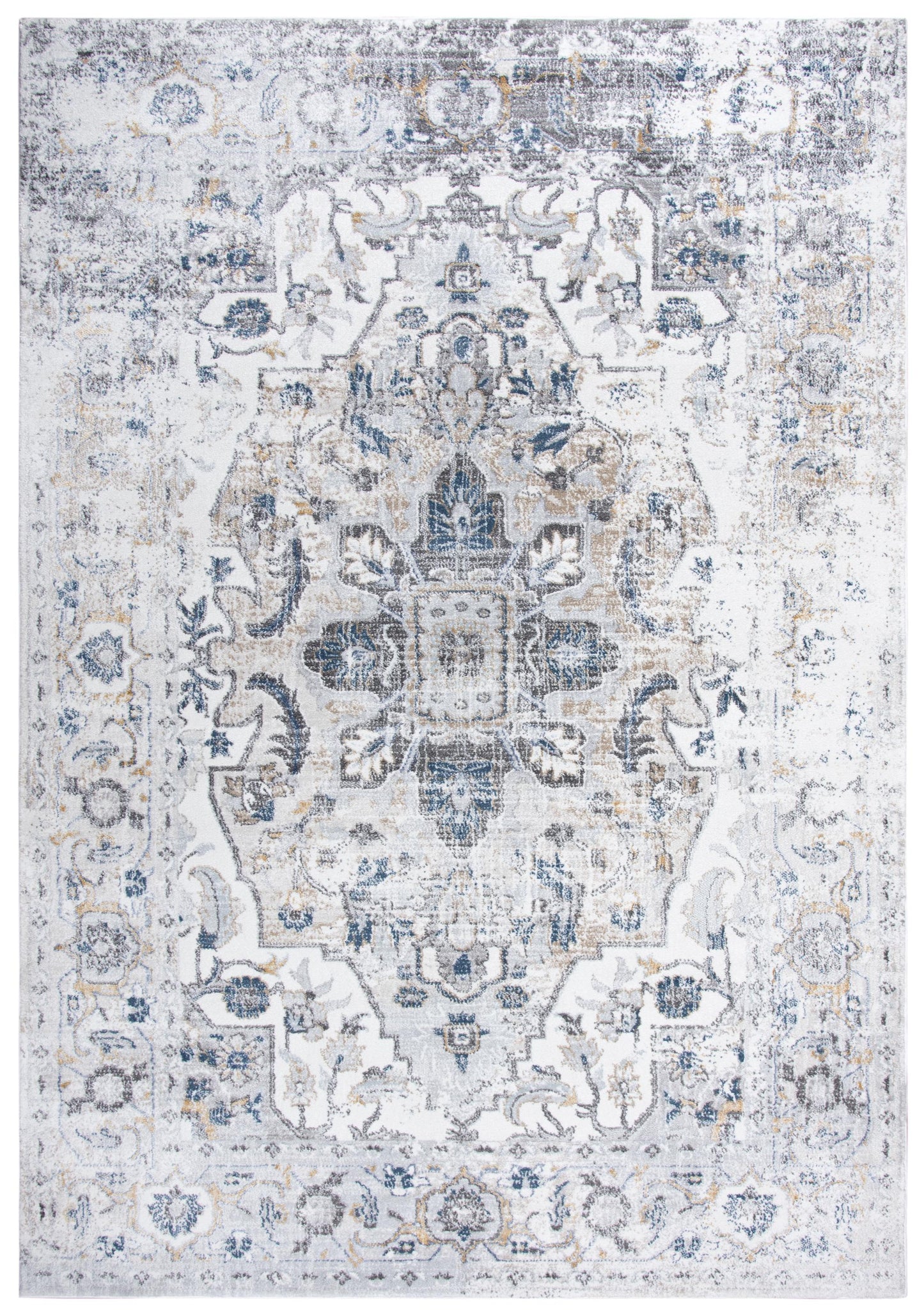 Bristol BRS104 Beige/Blue Machine-Made Rug - Rizzy