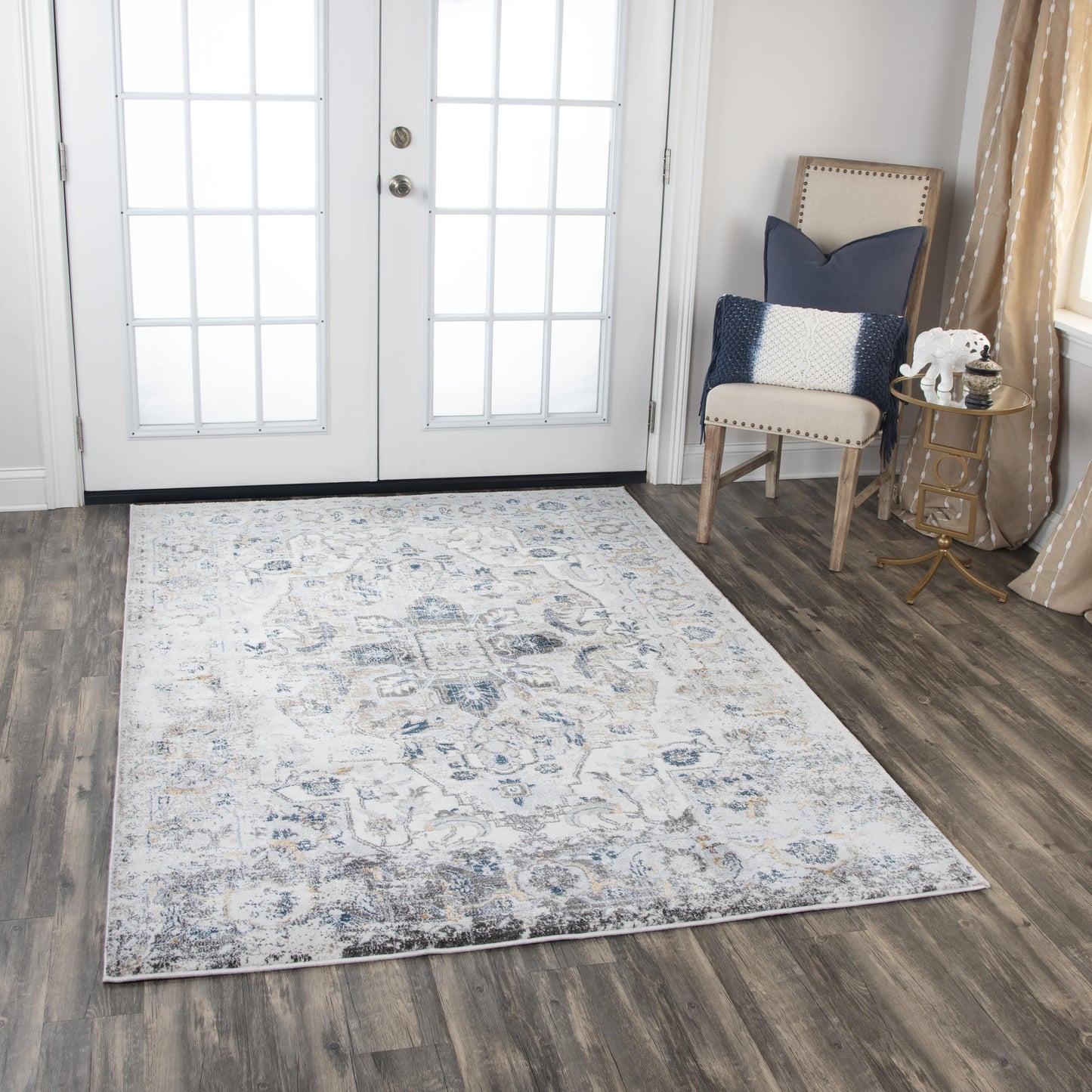 Bristol BRS104 Beige/Blue Machine-Made Rug - Rizzy