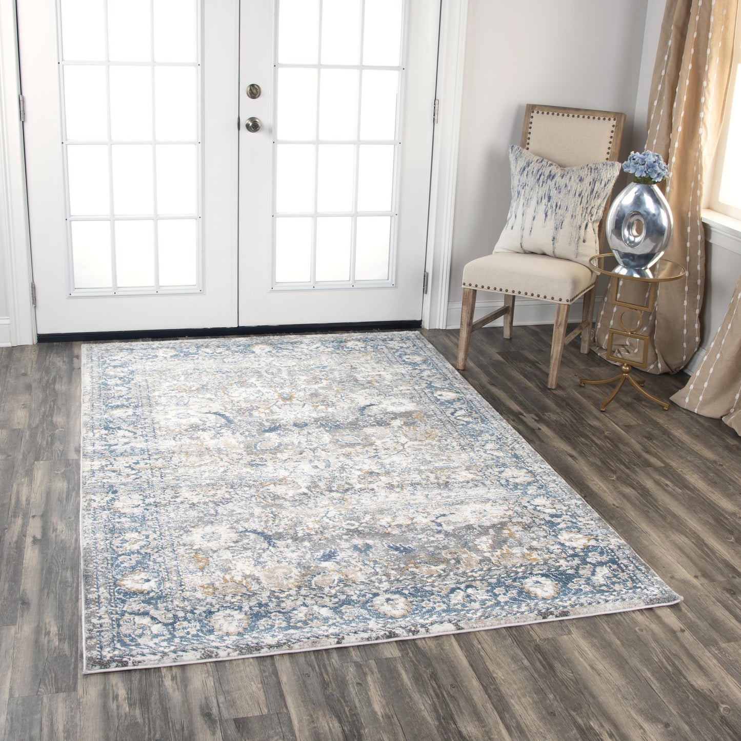 Bristol BRS105 Beige/Blue Machine-Made Rug - Rizzy