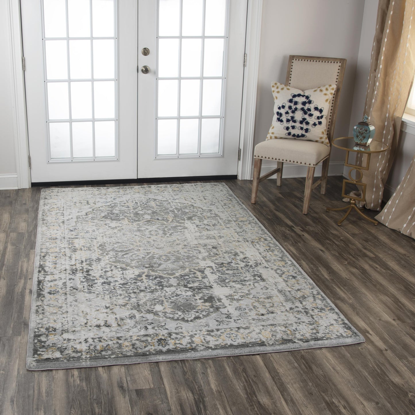 Bristol BRS106 Beige/Blue Machine-Made Rug - Rizzy
